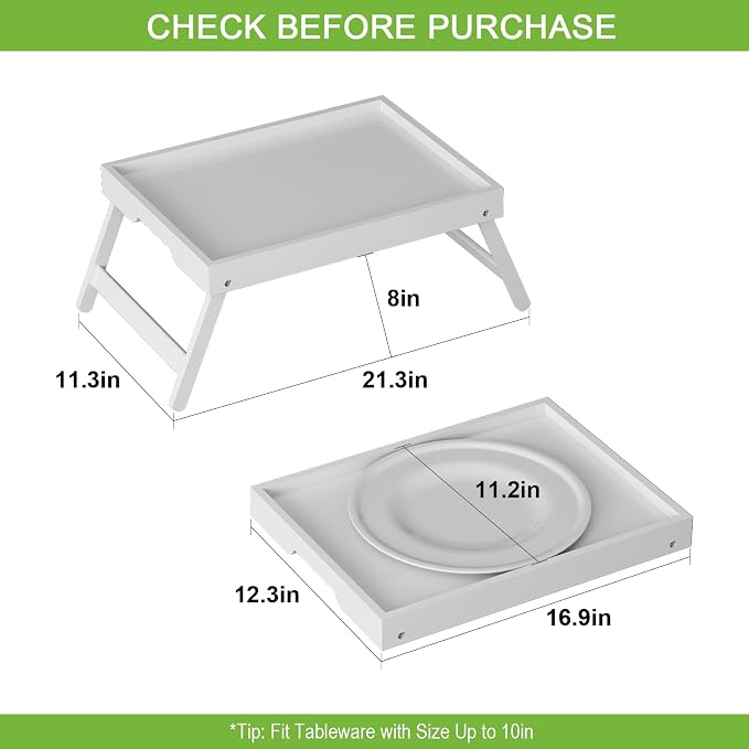 Bed Tray Table with Folding Legs, Bamboo Breakfast in Bed - Image 2