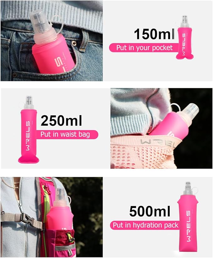 Folding Soft Flask Portable Collapsible Running Lightweight Water Bottle - Image 5