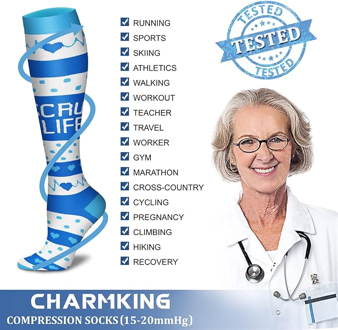 CHARMKING Compression Socks for Women & Men Circulation 15-20 mmHg is Best - Image 5