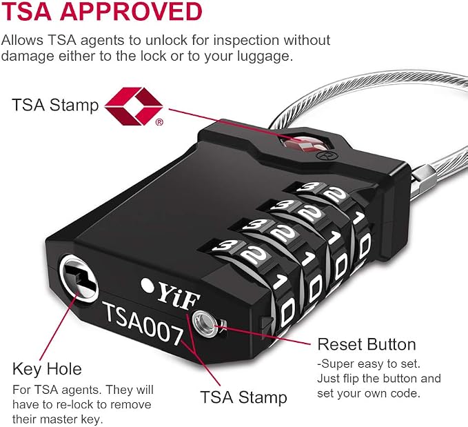 ZHEGE TSA Approved Luggage Lock, Travel Lock, 000 Combination Options, 5.5in - Image 2