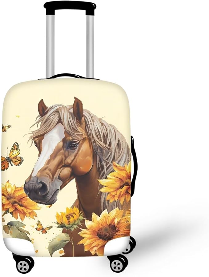 Horse Luggage Cover Universal Zip Suitcase Covers Elastic Spandex Fabric by Dremagia