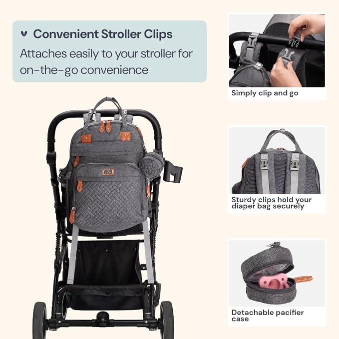 BabbleRoo Extra Large Diaper Bag Backpack, Expandable Baby Bag - Image 6