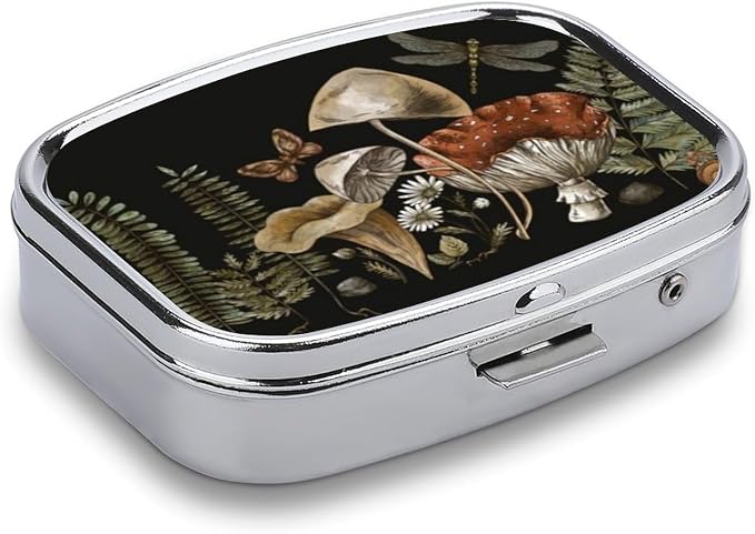 Metal 2 Compartment Pill Organizer Travel Friendly Portable Compact Pill Box - Image 2