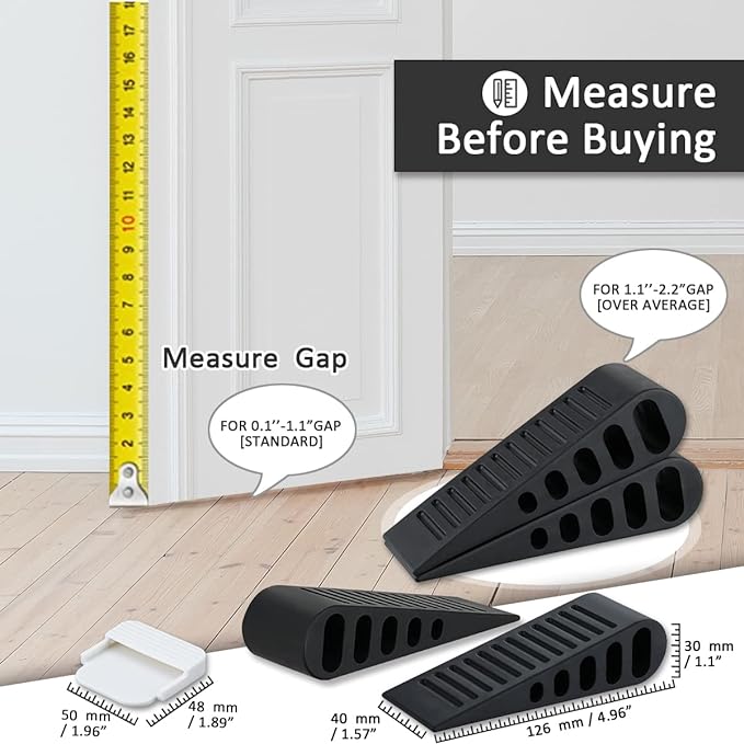 JQK Rubber Door Stopper Wedge, Wooden Floor, DSB61-BK-P6 - Image 2