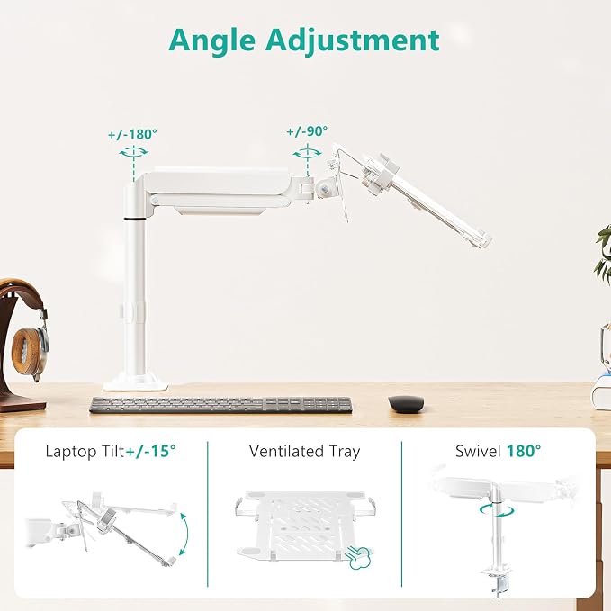 WALI Laptop Tray Desk Mount, Laptop Arm Mount Fits 10-15.6 Inch Notebook - Image 4
