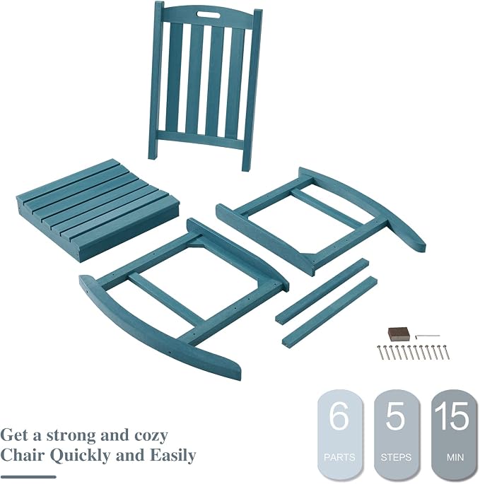 Psilvam Oversized Outdoor Rocking Chair Set of 2, Porch Rocker - Image 6