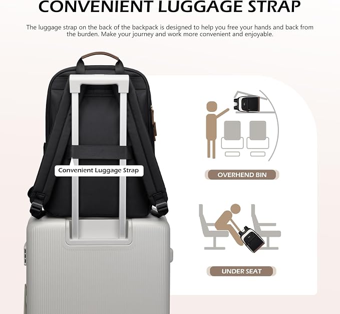 Laptop Backpack for Women Travel Carry On Bag Weekender Business Multilayer - Image 7