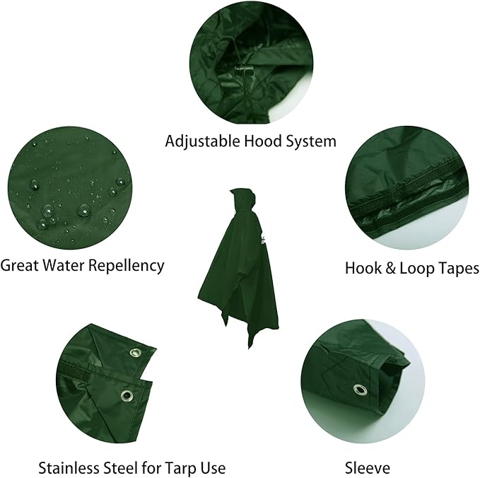 longsinger Rain Poncho for Adult, Waterproof Rain Poncho - Image 5