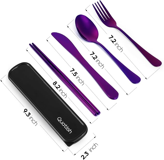 Travel Utensils with Case, Quatish Portable Silverware Set - Image 7