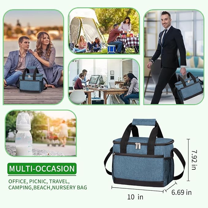 iknoe Large Foldable Cooler Bag, 8.5L Insulated Lunch Bag, Leakproof Lunch - Image 4