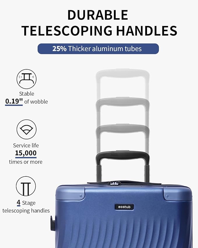 ECOHUB Hardside Expandable Carry On Luggage Sets, Recycled PC 20/24" Rolling - Image 5