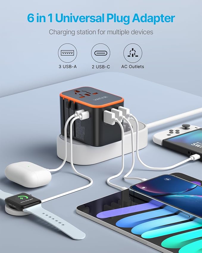 Universal Travel Adapter, VINTAR 35.5W International Power Adapter - Image 4