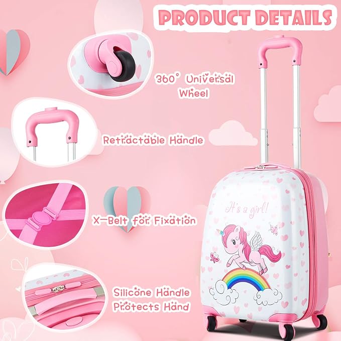 HONEY JOY Kids Luggage, Lightweight Toddler Girls Suitcase, Durable ABS - Image 4