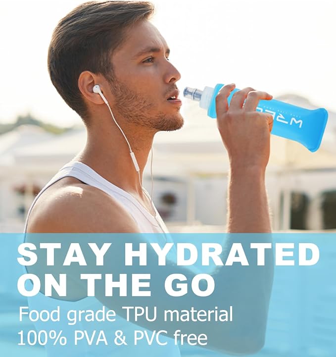 Folding Soft Flask Portable Collapsible Running Lightweight Water Bottle - Image 4