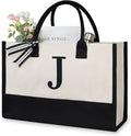 TOPDesign Embroidery Initial Canvas Tote Bag, Personalized Present Bag by TOPDesign