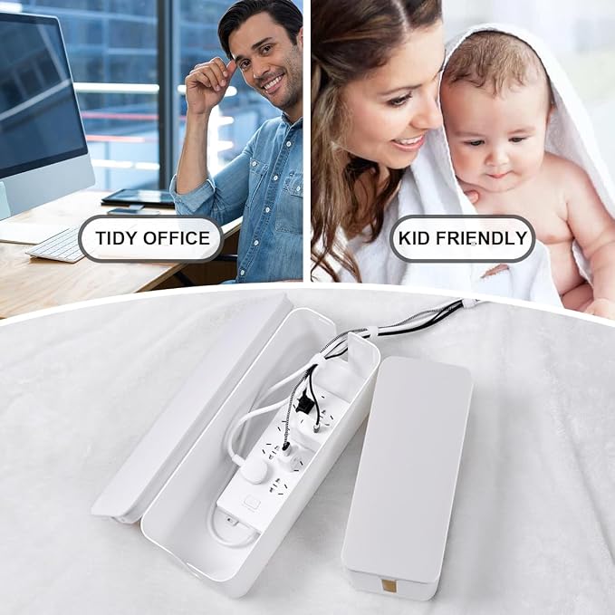 Cable Management Box, 2 Pack Large & Medium Cable Organizer Box - Image 7
