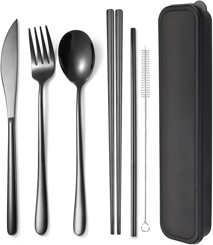 AARAINBOW 6 Pieces 18/8 Stainless Steel Flatware Set Portable Reusable Cutlery by AARAINBOW