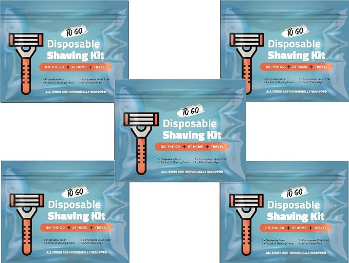 Shaving Kit with Razor, Shaving Cream, Washcloth & Aftershave Wipe – Men’s by KitUSafe