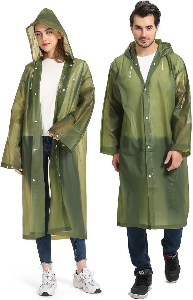 Opret 2 Pack Raincoats for Adults Reusable, EVA Rain Ponchos Lightweight Rain by Opret