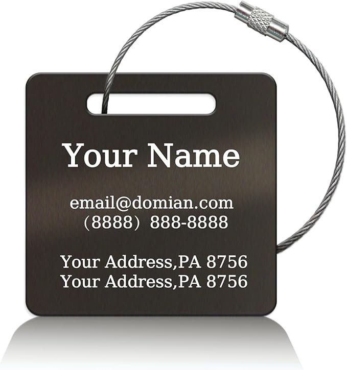 （2-Pack） Stainless Steel Custom Luggage Tags by Unknown