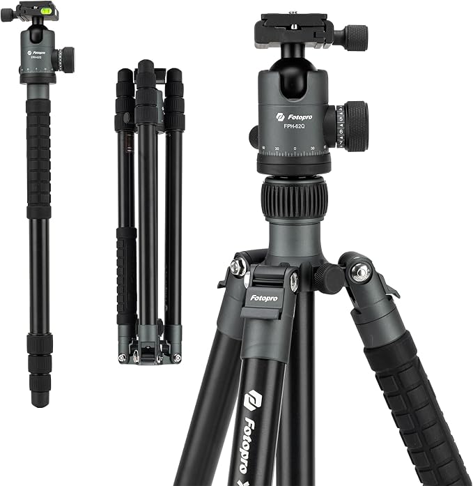 Fotopro 68" Camera Tripod for DSLR, Heavy Duty Compact Travel Tripod by Fotopro