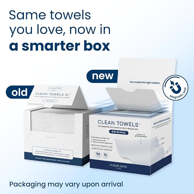 Clean Skin Club Clean Towels XL®, 100% USDA Biobased Face Towel, Disposable - Image 2