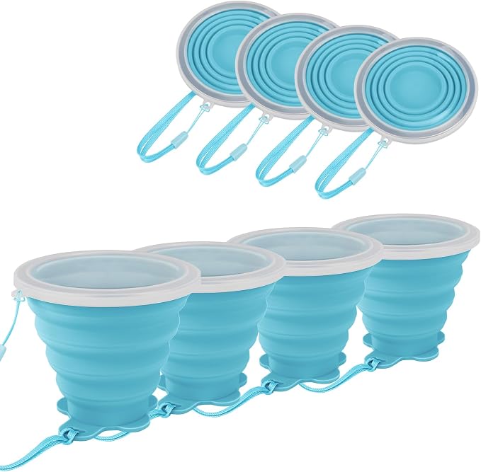 JBER Silicone Collapsible Travel Cup, 4 Pack Silicone Folding Camping Cup - Image 2