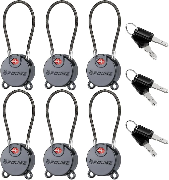 Forge TSA Approved Luggage Locks Ultra-Secure Dimple Key Cable Locks by Forge