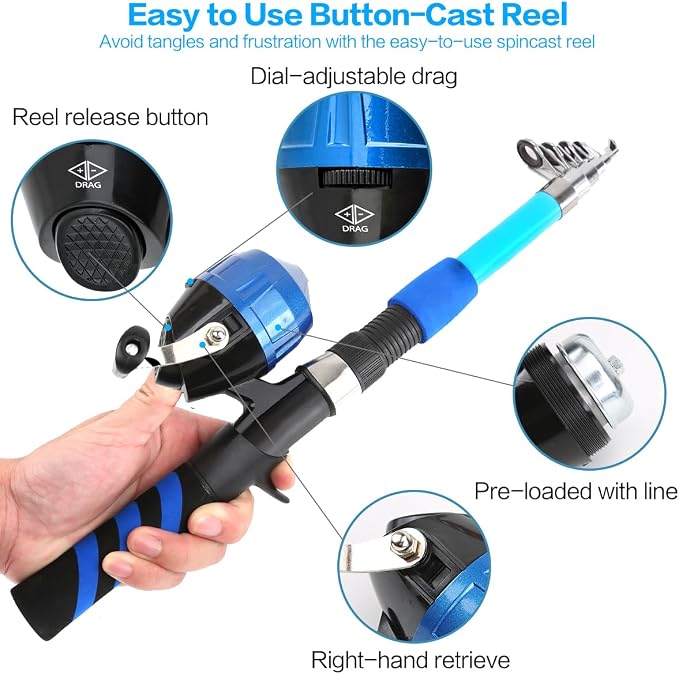 Collapsible Telescopic Fishing Rod and Reel Combo Push Button Small Fishing - Image 6