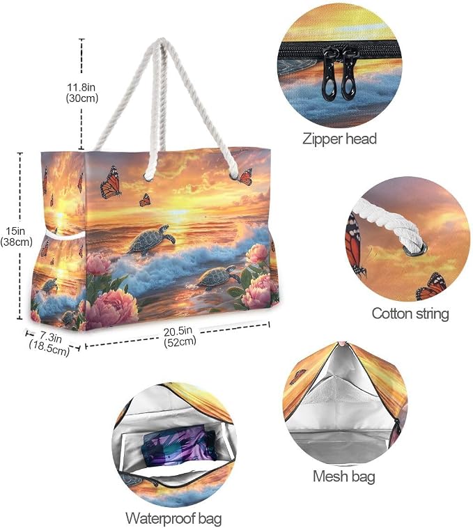 senya Large Beach Bags Totes Canvas Tote Shoulder Bag Soft Wave Water Resistant - Image 4