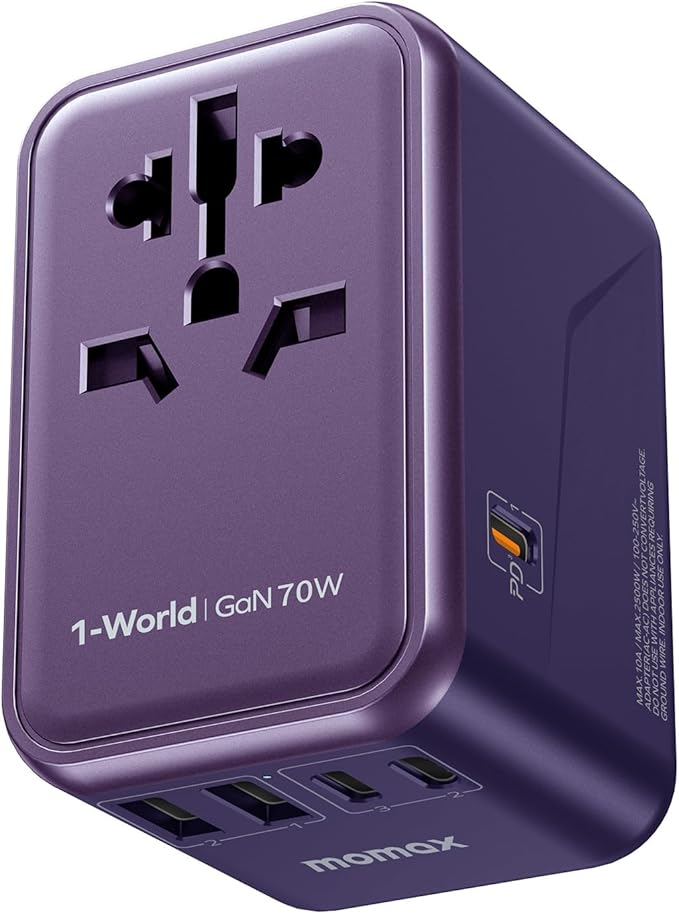 MOMAX Universal Travel Adapter, 70W GaN Travel Plug Adapter by MOMAX