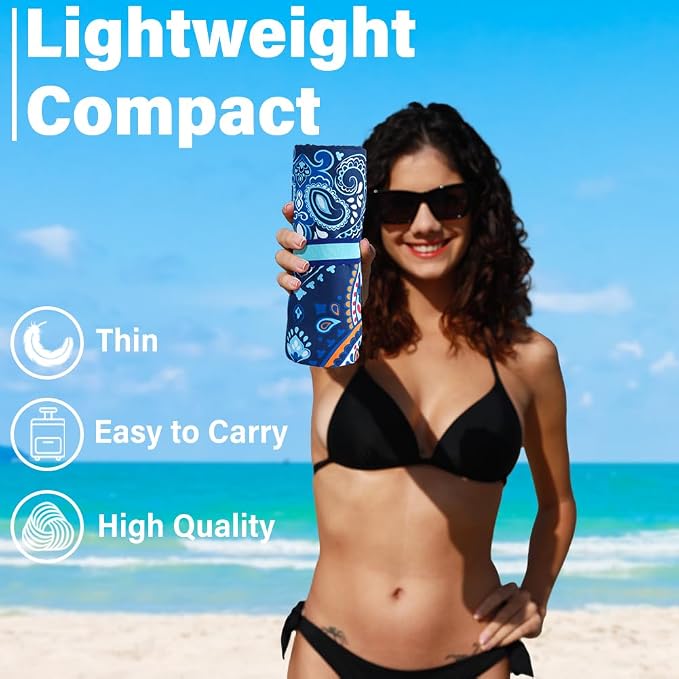 2 Pack Microfiber Lightweight Beach Towel Sand Free Quick Dry Absorbent Thin - Image 2