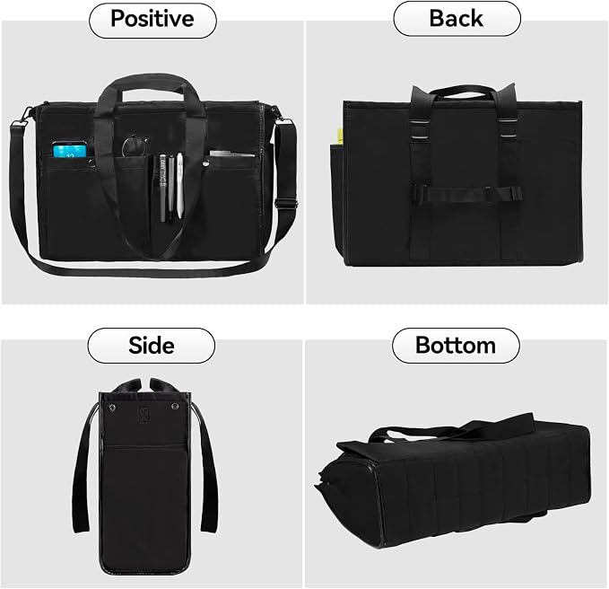 Closeable Tote Bag with 12 Pockets, Thick Bottom Support & Adjustable Strap - Image 7