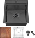 COMLLEN 17x19 Inch Black Drop in Bar Sink, 304 Stainless Steel Utility Kitchen by Comllen