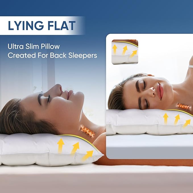 MINUPWELL 2 Packs Ultra Flat Pillows - Image 2