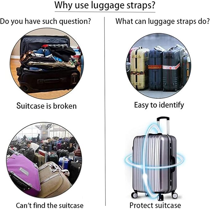 Adjustable Travel Luggage Strap Suitcase Belt Travel Bag Accessories 1.96 in W - Image 9