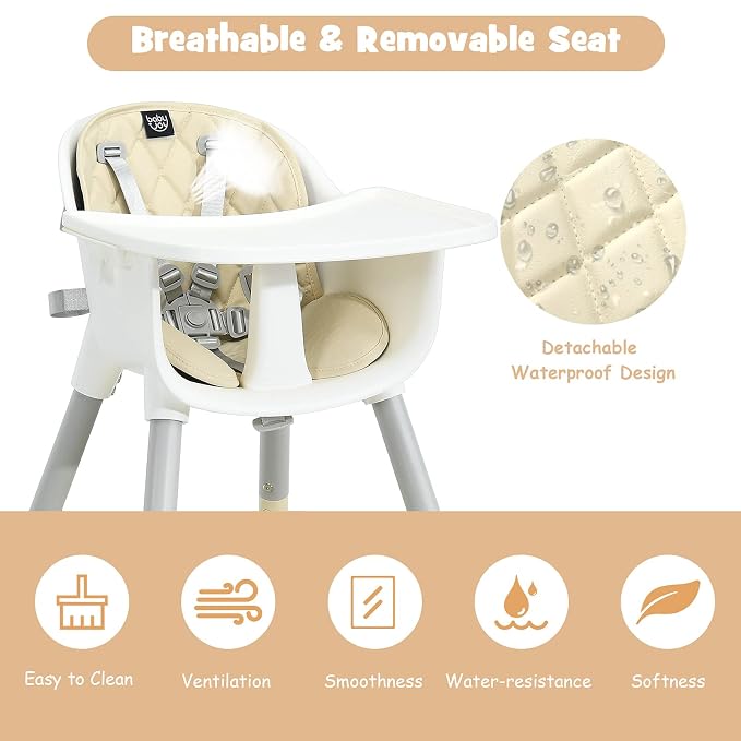 BABY JOY High Chair, 5 in 1 Convertible Highchair - Image 4