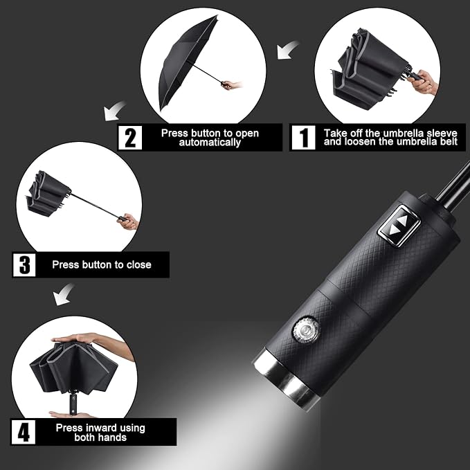 Lejorain Folding Reverse LED Umbrella - Image 3