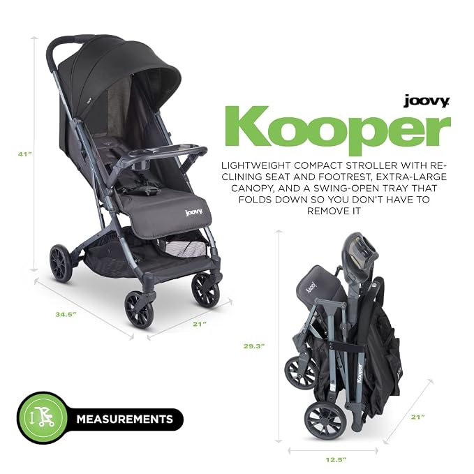Joovy Kooper Lightweight Baby Stroller Featuring Removable, Swing-Open Tray - Image 6