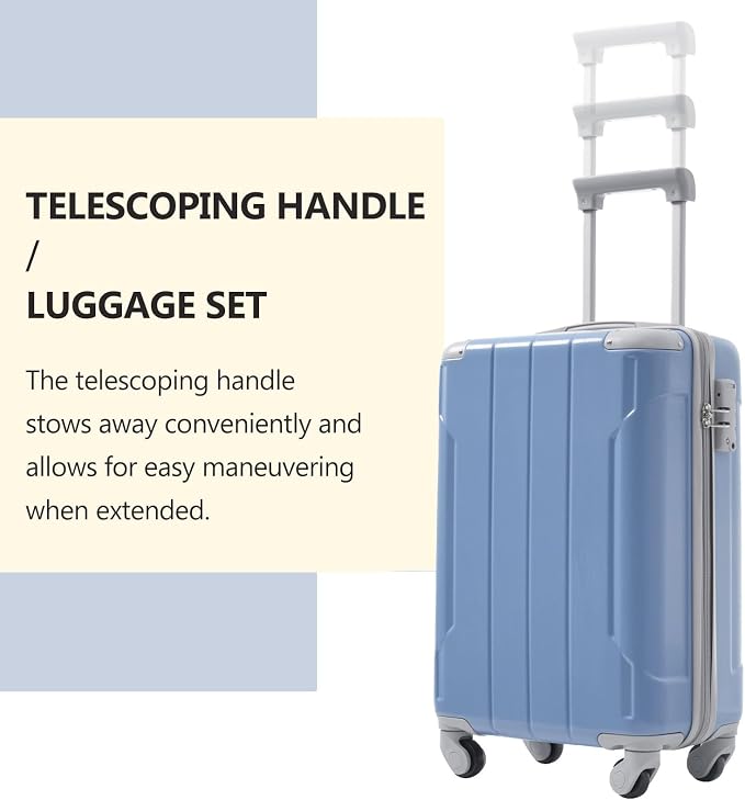 Merax Luggage Set 3 Piece, 20 Inch Carry on Spinner Suitcase - Image 8