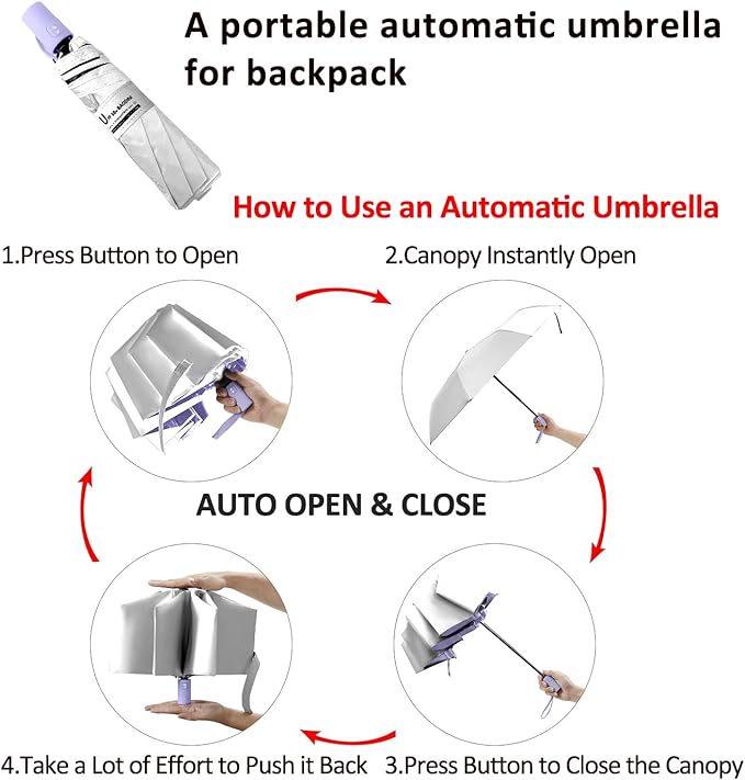BAODINI Small UV Protection Travel Umbrella Compact - Image 5