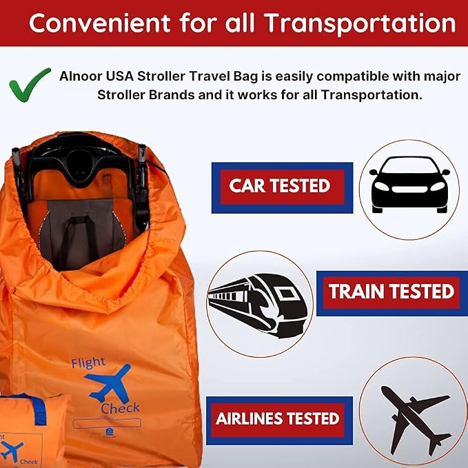 Alnoor USA Gate Check Bag for Single & Double Stroller Travel Bag for Air Plane - Image 3