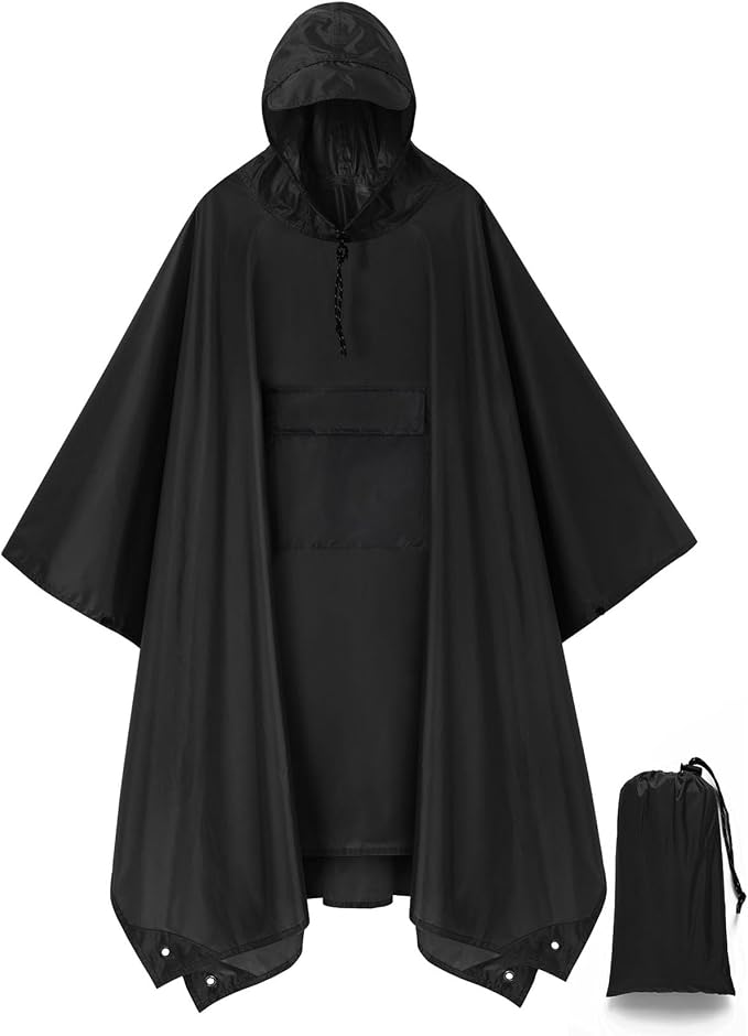 salamra Hooded Rain Poncho Waterproof Raincoat Jacket by salamra