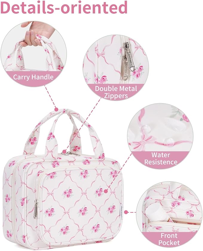 Narwey Hanging Toiletry Bag for Women Travel Makeup Bag Organizer Toiletries - Image 6