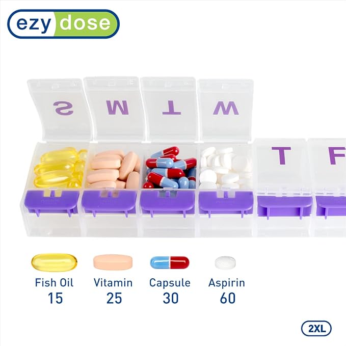 EZY DOSE Pill Organizer Weekly, Medicine Planner, Vitamin Case/Box, 2X-Large - Image 2
