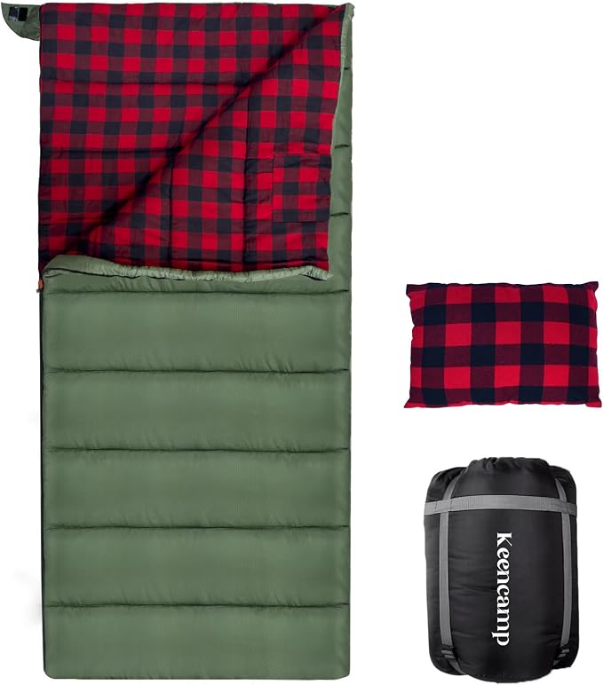0 Degree Sleeping Bag Cotton Flannel Winter Cold Weather by Keencamp