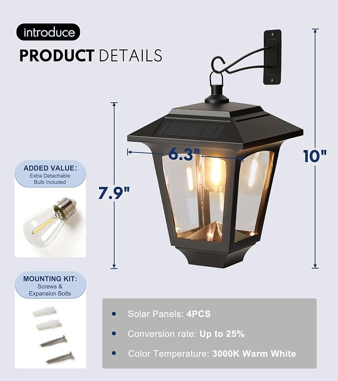 PASAMIC 2 Pack Solar Wall Lights - Image 4