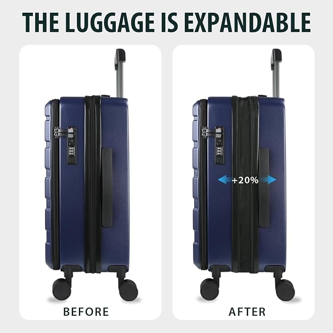KROSER Carry On Luggage with Spinner Wheels & Built-in TSA Lock, Expandable Top - Image 5