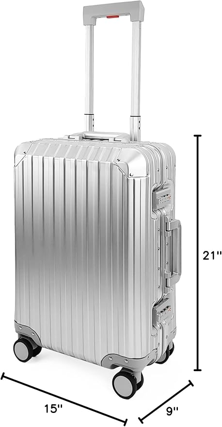 X2 All Aluminum Luggage Suitcase 3 Sizes TSA Lock Carry On Silver - Image 5