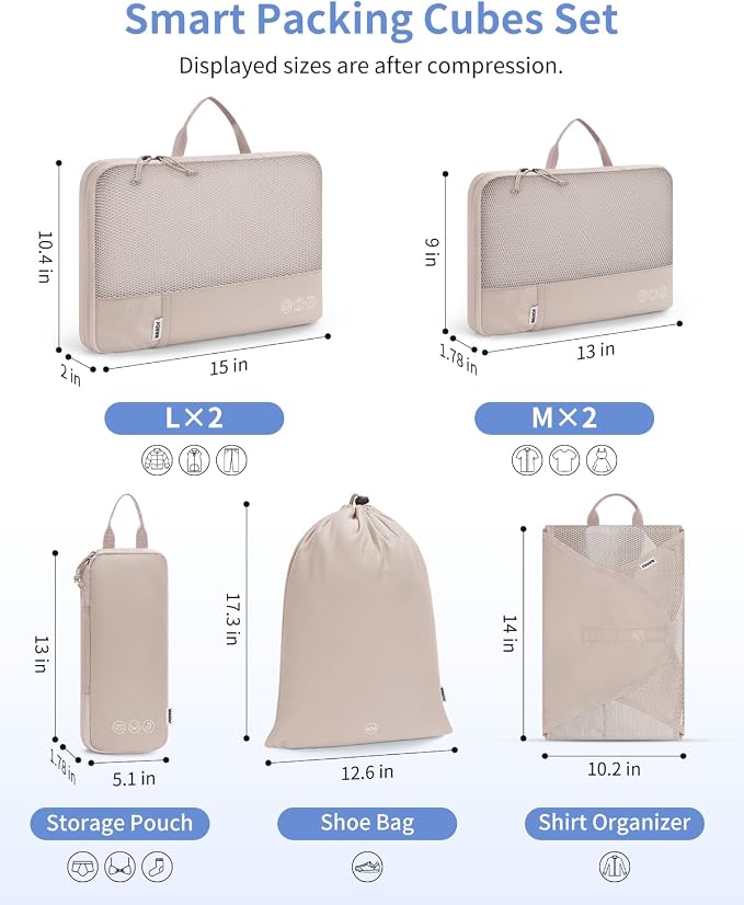 WANDF 7 Set Compression Packing Cubes - Image 3